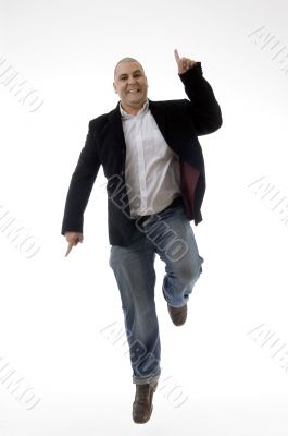happy caucasian man enjoying dancing