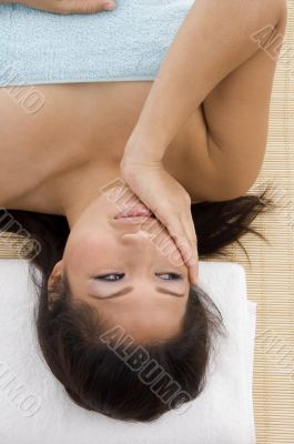 young model in relaxation pose