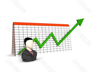 three dimensional man with profit graph