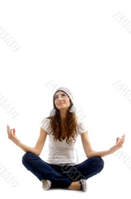 health conscious girl doing meditation