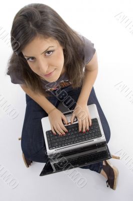 pretty woman working on laptop