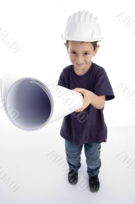 little architect wearing hardhat