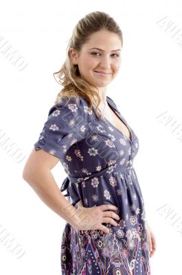 side view of smiling young female side view of smiling young female