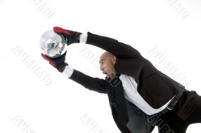 handsome young attorney catching disco ball