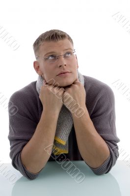 handsome man with eyewear looking upward