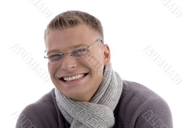 close up of handsome young man with eyewear