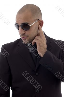 young accountant posing wearing sunglasses