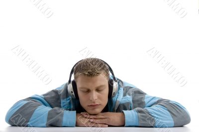 sleeping man with headphone