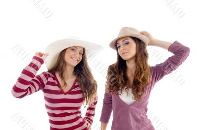 portrait of females with hat