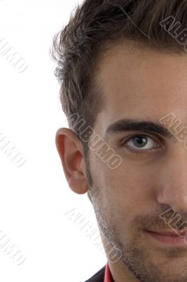 half length of man`s face