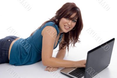 beautiful young female with laptop