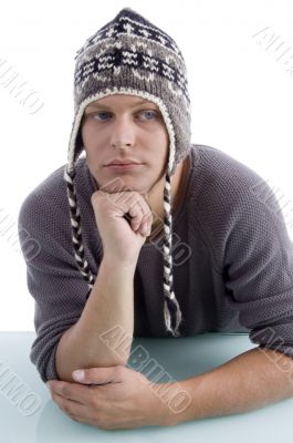 adult man wearing winter cap