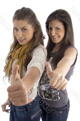 pretty females showing thumbs up