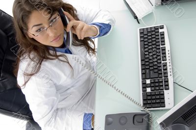 high angle view of doctor in clinic