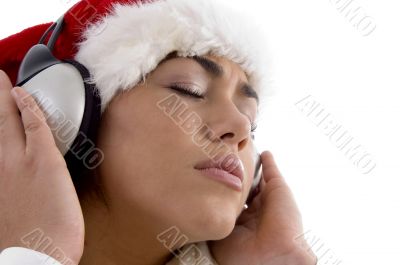 beautiful young girl enjoying music headphones