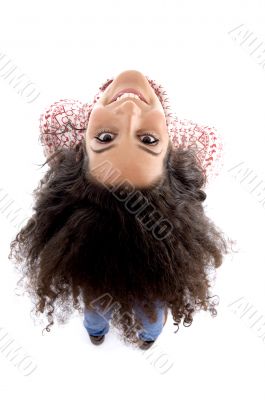 high angle view of smiling young woman high angle view of smiling young woman