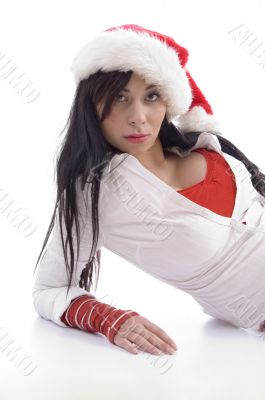 posing sexy model with christmas hat