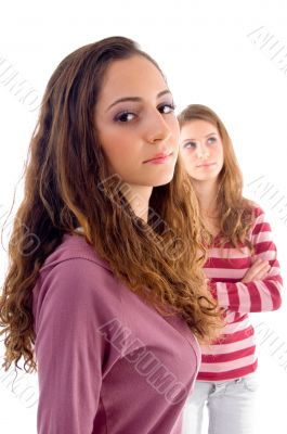 pleased two girls posing