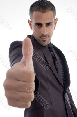 man showing thumb up