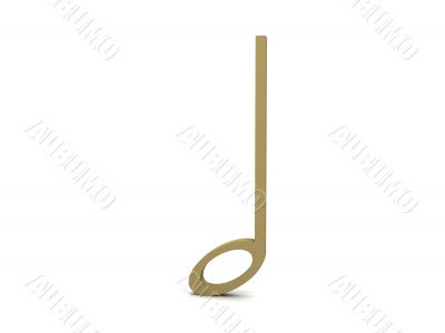 three dimensional musical note in golden color