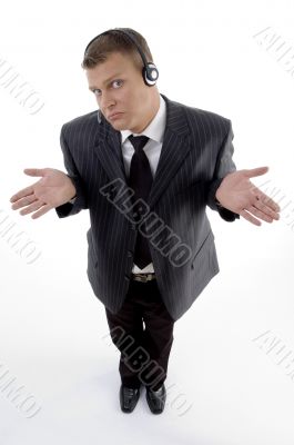 young man showing like helpless