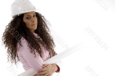 beautiful young architect posing with arms crossed