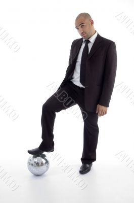handsome young lawyer posing with disco ball