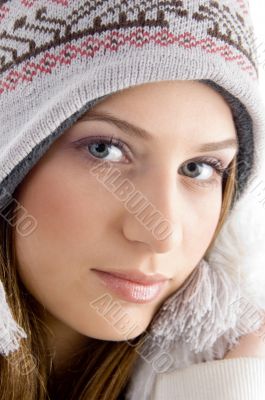 attractive face of female wearing cap