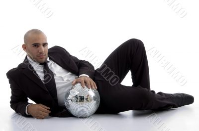 young accountant posing with disco ball