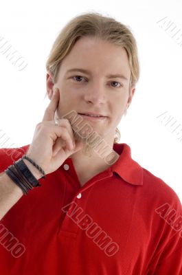 young american male looking at camera