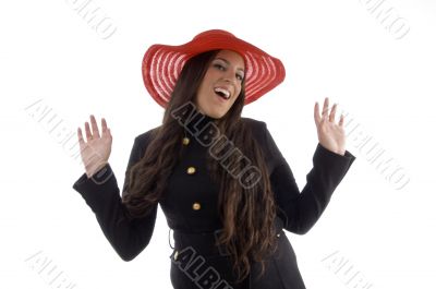 pretty young model wearing hat