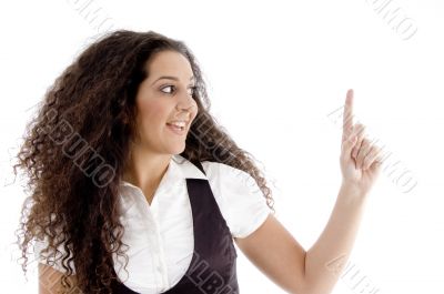 hispanic female posing with curly hairs