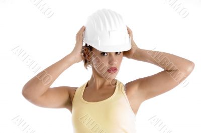 woman with architect helmet woman with architect helmet