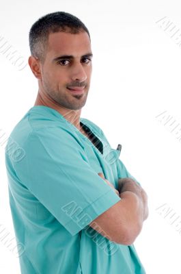 surgeon with folded hands