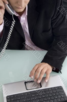 close up of fingers and laptop