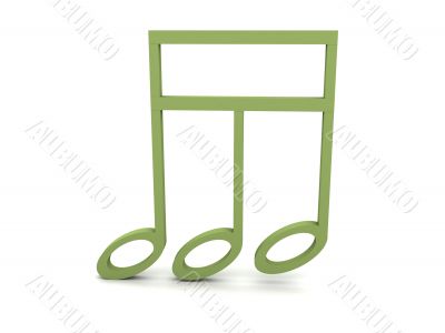 view of three dimensional green musical clef note