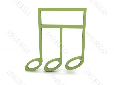 view of three dimensional green musical clef note view of three dimensional green musical clef note