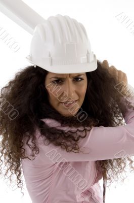 close up of female architect holding blueprints