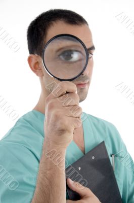 smart surgeon holding magnifier