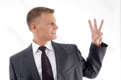 happy businessman counting fingers