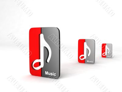three dimensional  musical notes icon