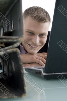 close view of smiling young businessman