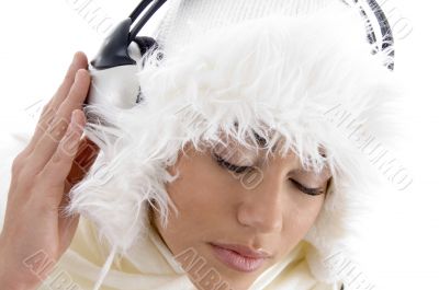 youth girl listening to music with headphones