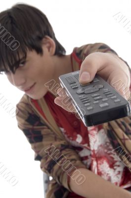 boy posing with remote