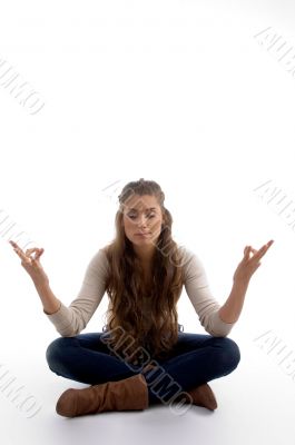 youth female doing meditation
