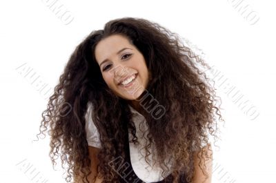 hispanic female posing with curly hairs
