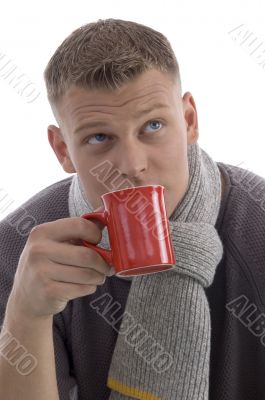 handsome man drinking coffee