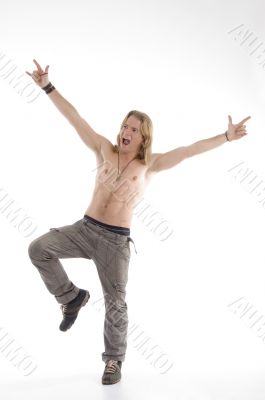 shirtless male dancing
