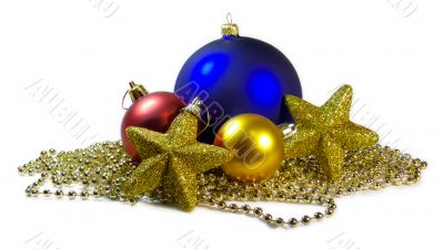 christmas balls and stars isolated