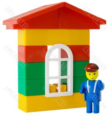 Toy house and little man